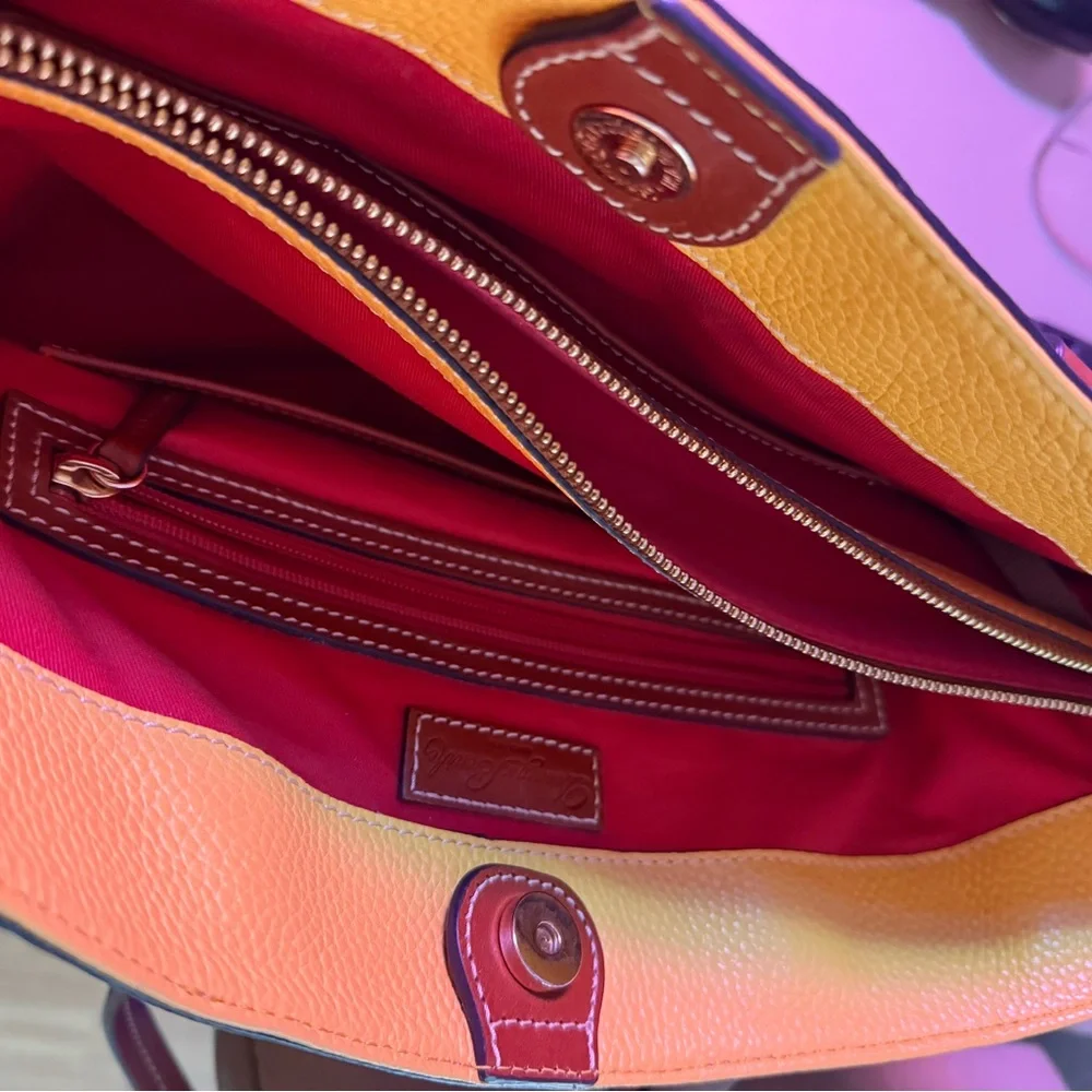 Dooney & Bourke Vibrant Orange Tote with Braided Red Handles - Picture 4 of 4